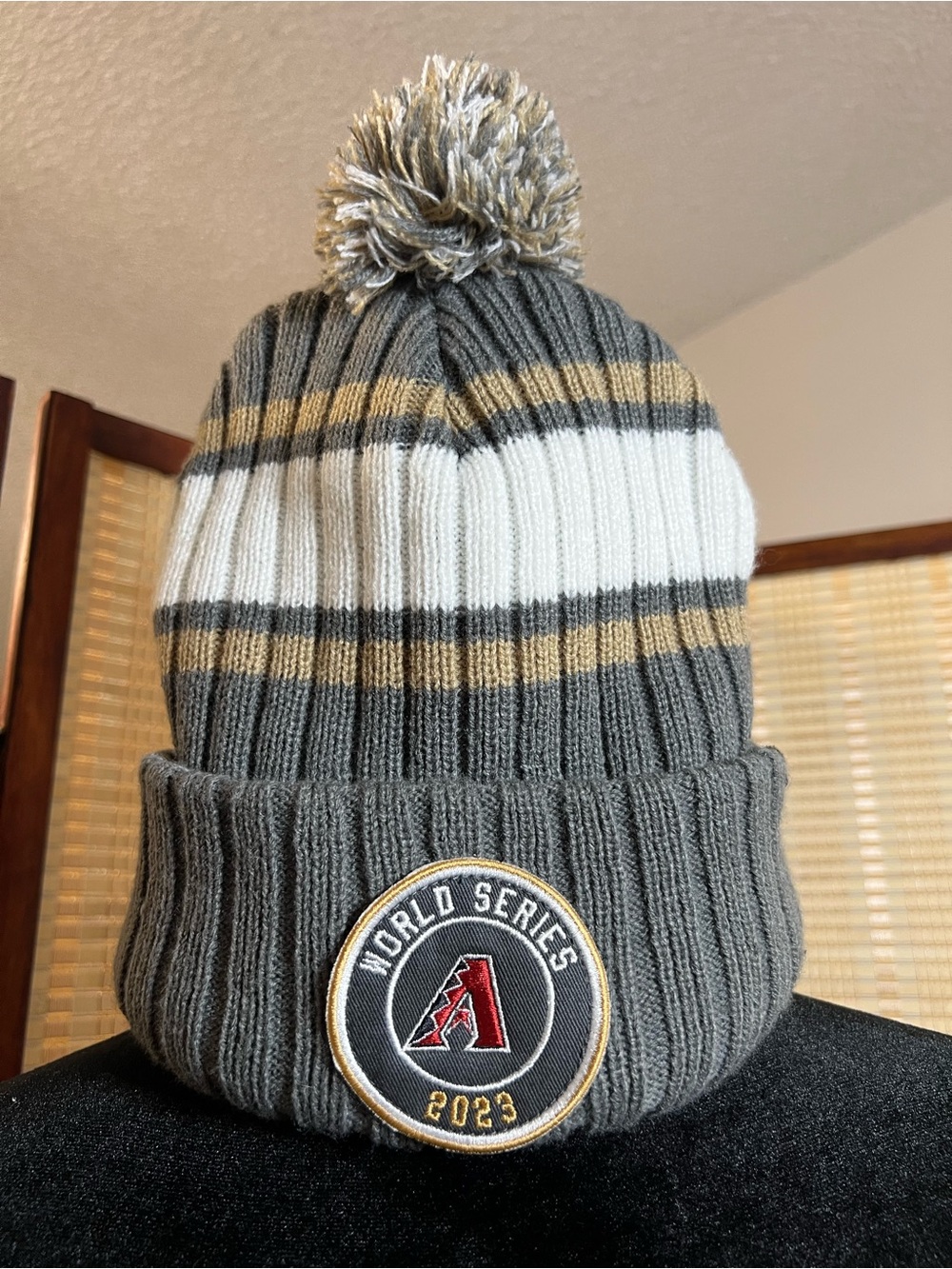Official ‘47 Brand Arizona Diamondbacks 2023 World Series Cuffed Pom Beanie Knit